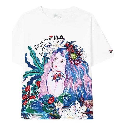 (WMNS) FILA Sports Character Illustration Printing Short Sleeve White T-Shirt F11W128130F-WT