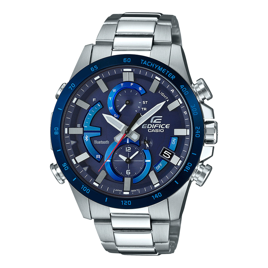 CASIO Quartz Solar Powered EDIFICE Waterproof Sports Stainless Steel Strap Mens Silver Analog EQB-900DB-2APR