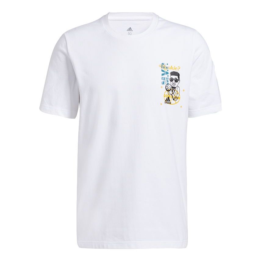 adidas Don Avt Rook Basketball Sports Printing Round Neck Short Sleeve White GP3438