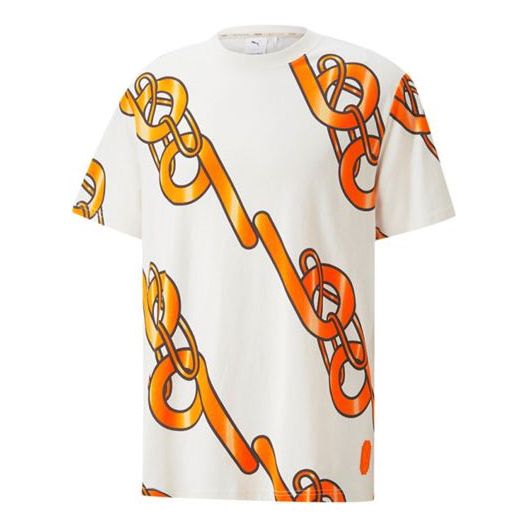 PUMA x PRONOUNCE Unisex Graphic Tee Crossover Chain Printing Athleisure Casual Sports Short Sleeve Creamy White 532151-93