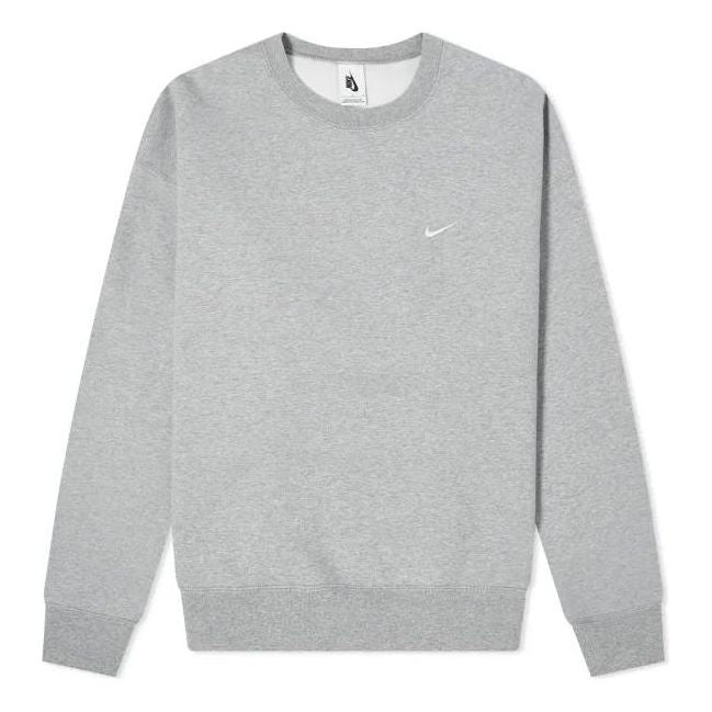 Men's Nike Solid Color Embroidered Logo Round Neck Long Sleeves Dark Grey CV0554-063