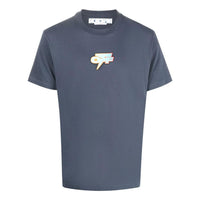 Men's Off-White SS22 Gradient Logo Printing Round Neck Short Sleeve Ordinary Version Gray T-Shirt OMAA027F22JER0074641