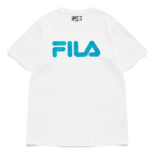 Men's FILA FUSION Logo Printing Sports Short Sleeve White T11M133105F-WT