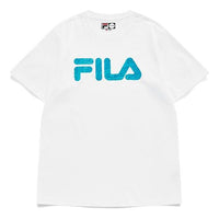 Men's FILA FUSION Logo Printing Sports Short Sleeve White T11M133105F-WT