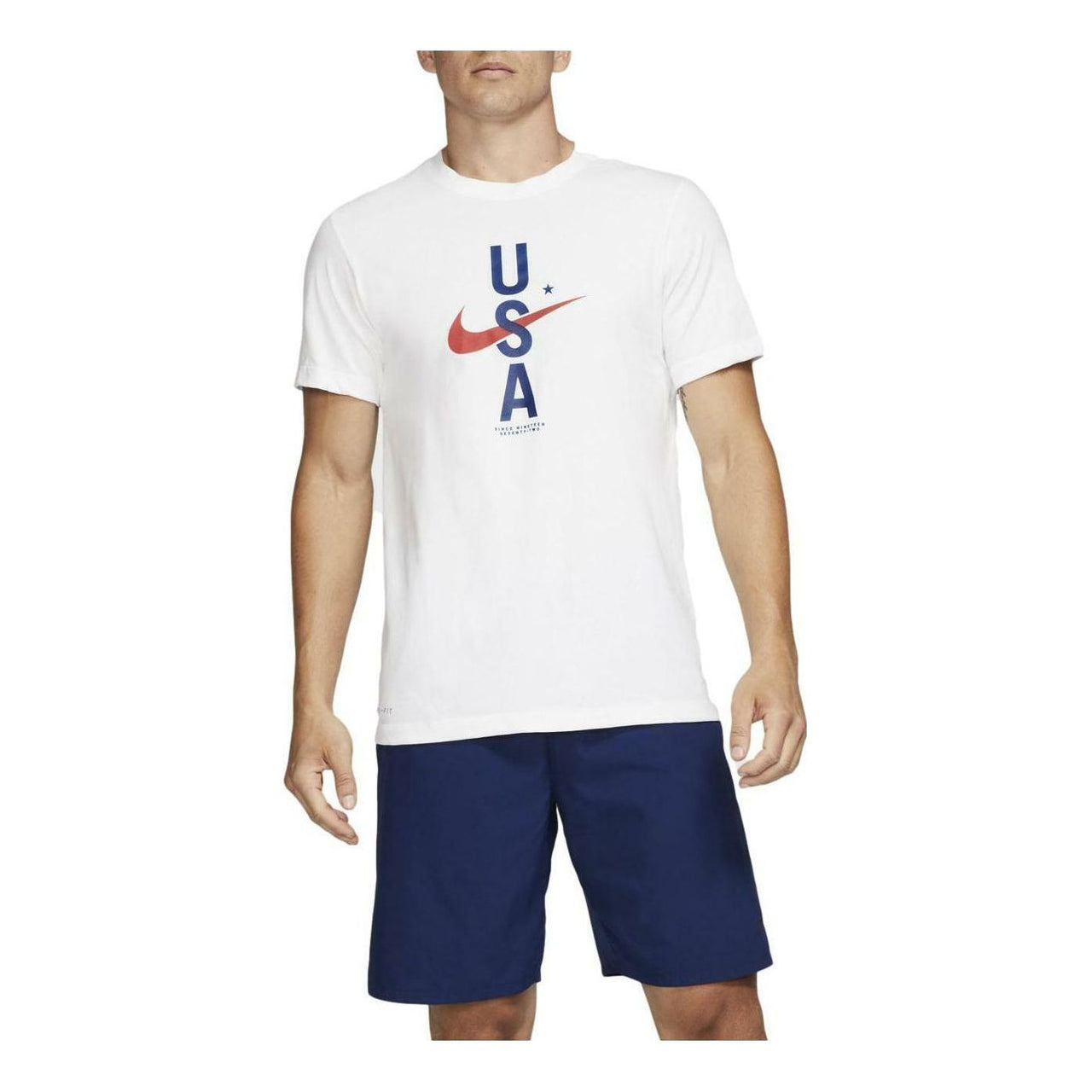 Men's Nike Dri-Fit Logo Printing Round Neck Short Sleeve White T-Shirt CK0455-100