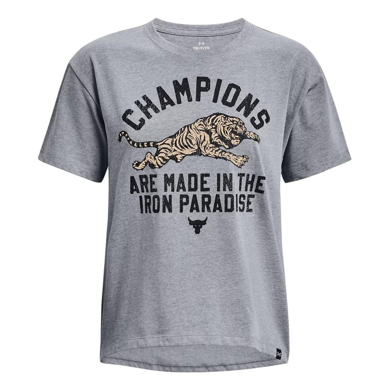 (WMNS) Under Armour Project Rock Iron Heavyweight T-shirt 'Grey' 1376918-035