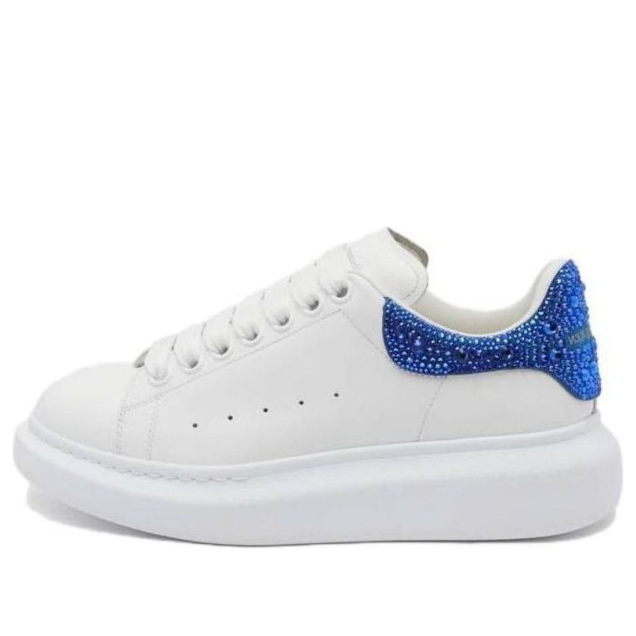 (WMNS) Alexander McQueen Oversized Sneaker 'White Blue Glitter' 718243WIE999407