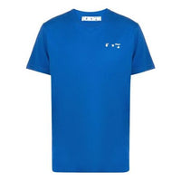 Off-White SS21 Chest Logo Printing Round Neck Short Sleeve Ordinary Version Blue OMAA027S21JER0034501