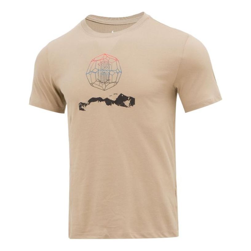 Men's Nike Printing Round Neck Short Sleeve Khaki T-Shirt DM2463-247