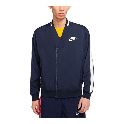 Nike Sportswear Nsw logo Printing Contrasting Colors Woven Jacket Navy Blue CJ5045-410