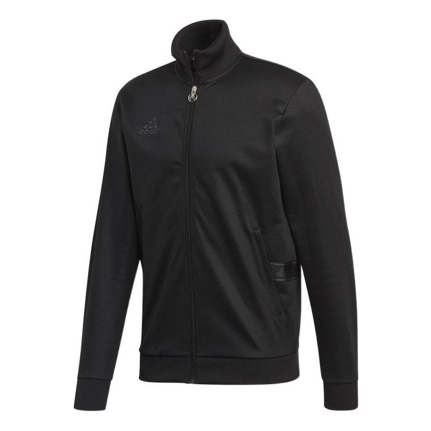Men's adidas Solid Color Zipper Stand Collar Jacket Black DY5826