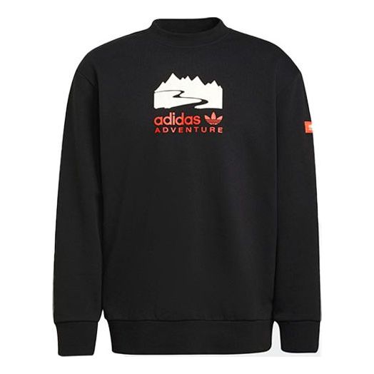 Men's adidas originals Funny Printing Sports Round Neck Pullover Black H09106