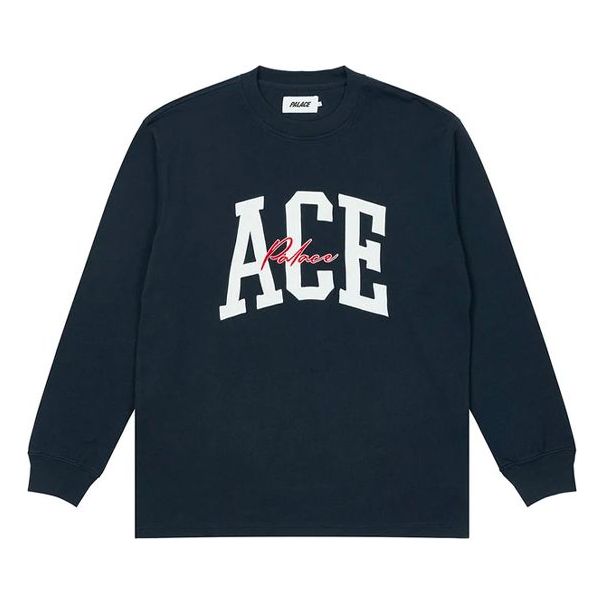 PALACE Unisex ACE Longsleeve Letter Embroidery Round-Neck Sweatshirt Blue P20ES017