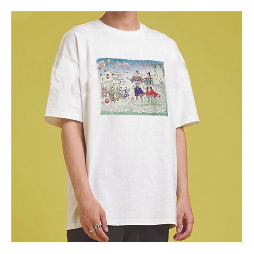 Men's Converse Flame Series Printing Short Sleeve White 10021404-102
