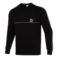 PUMA Clsx Piped Crew Tr Logo Printing Round Neck Sports Pullover Black 534157-01
