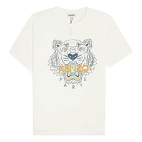 Men's KENZO Solid Color Printing Round Neck Short Sleeve White FB65TS0204YA-01B