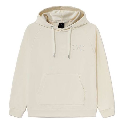 Li-Ning Wade Series Alphabet Pattern Fleece Lined Pullover Hoodie 'Cream White' AWDS115-6