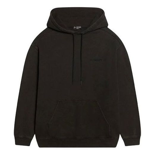 Balenciaga Logo Hoodie Medium Fit 'Washed Black' 600583TLVB81146