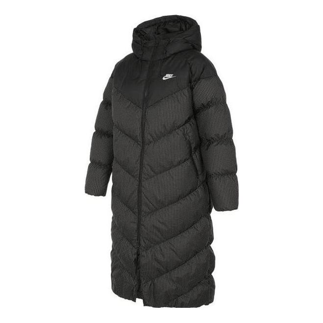 (WMNS) Nike Sports Loose Casual Long Hooded Down Jacket 'Black' FD8213-010