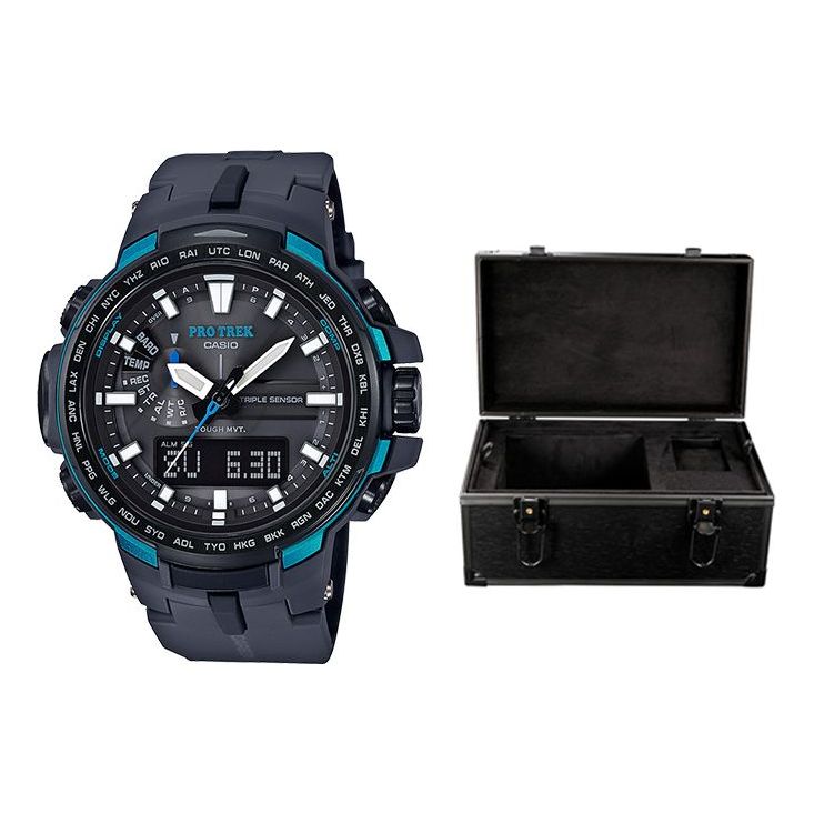 CASIO Waterproof Sports Solar Powered Mens Black Analog/Digital Combo PRW-6100Y-1APR