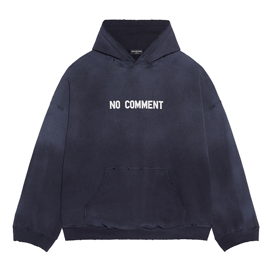 Balenciaga No Comment Hoodie Wide Fit 'Navy Blue' 674986TLVG43967