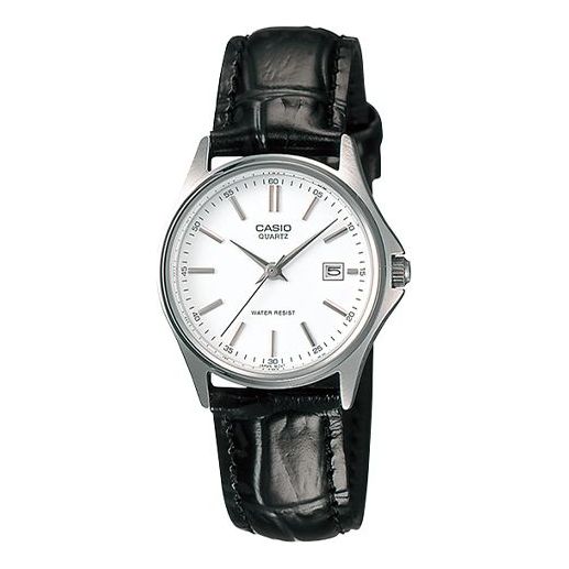 CASIO Leather Belt Waterproof /Black Quartz White Analog LTP-1183E-7A