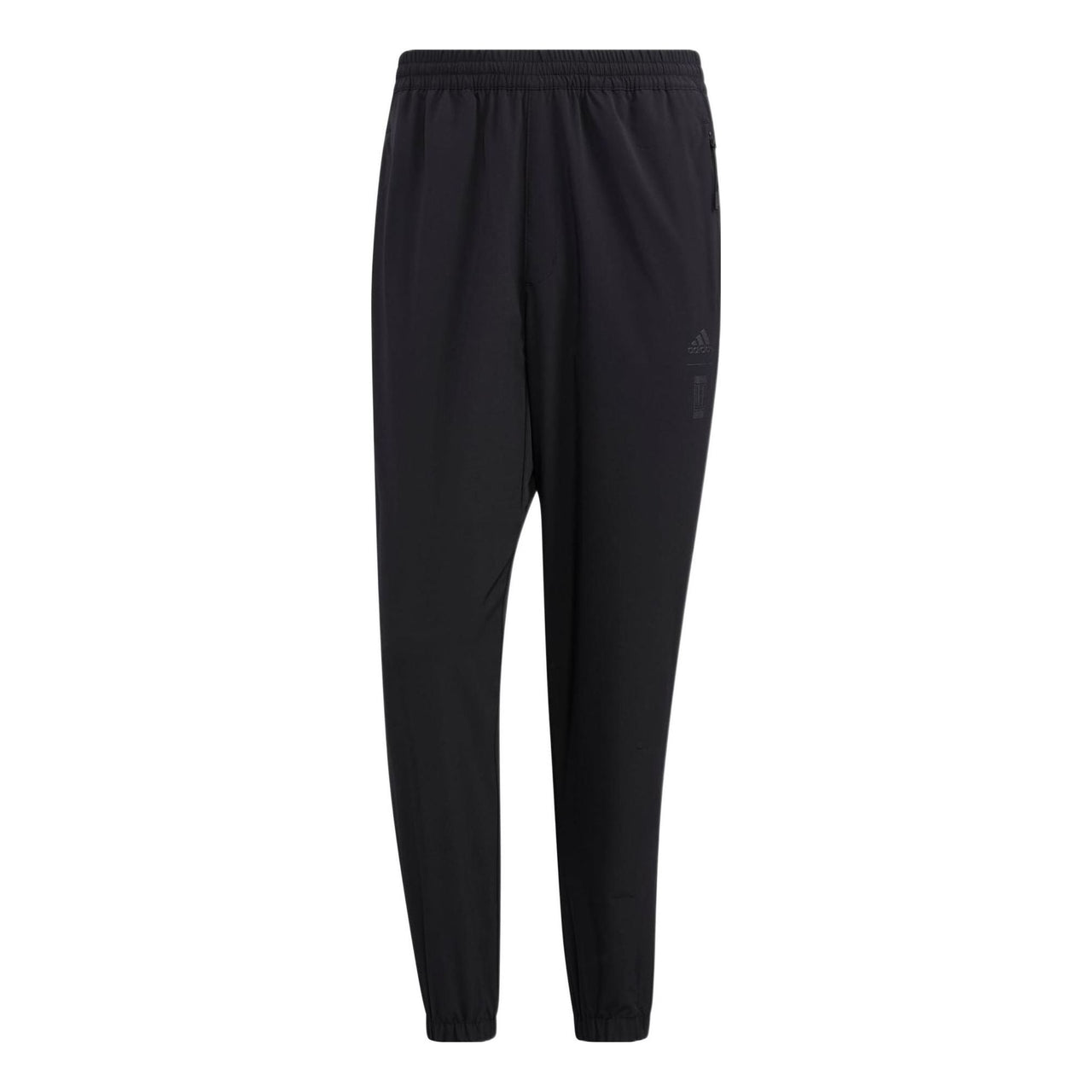 Men's adidas Solid Color Brand Logo Elastic Waistband Bundle Feet Sports Pants/Trousers/Joggers Black HM2941