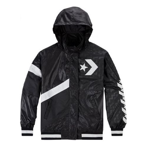 (WMNS) Converse Casual Sports Logo Hooded Jacket Black 10017653-A01