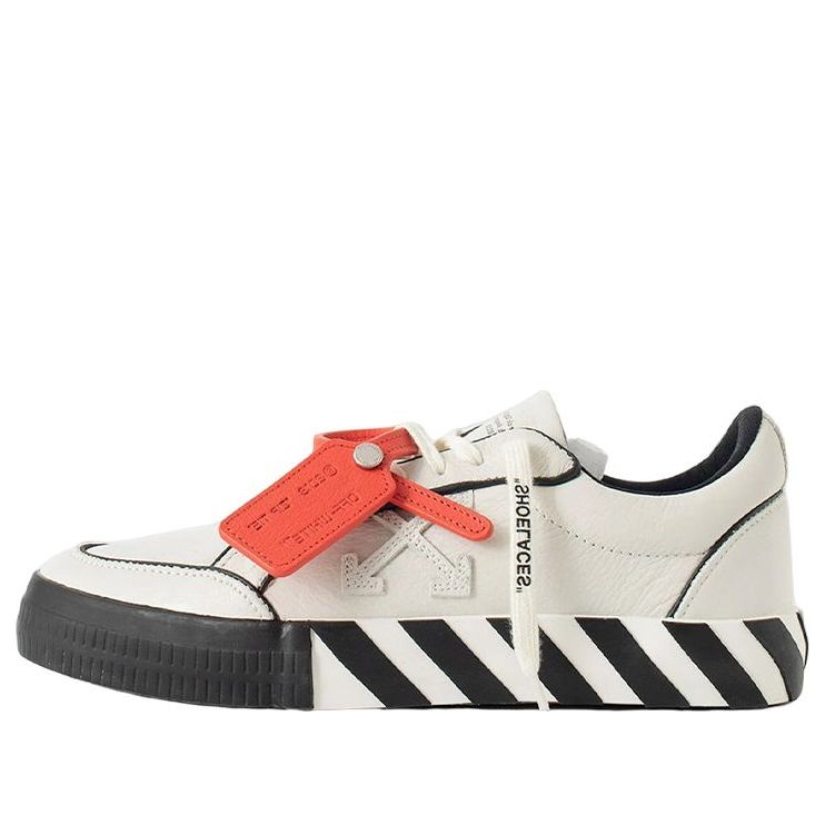 Off-White Low Vulcanized Outlined Leather Sneakers 'White Black Orange' OMIA085S23LEA0040110