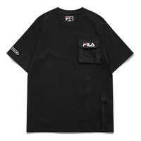 FILA FUSION Multiple Pockets Round Neck Pullover Short Sleeve Black T11M123106F-BK