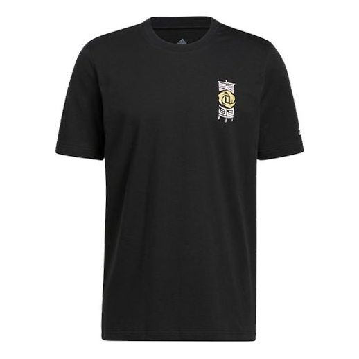 Men's adidas Rose 3 King Tee Back Tactical Board Pattern Printing Basketball Sports Short Sleeve Black T-Shirt HI1490
