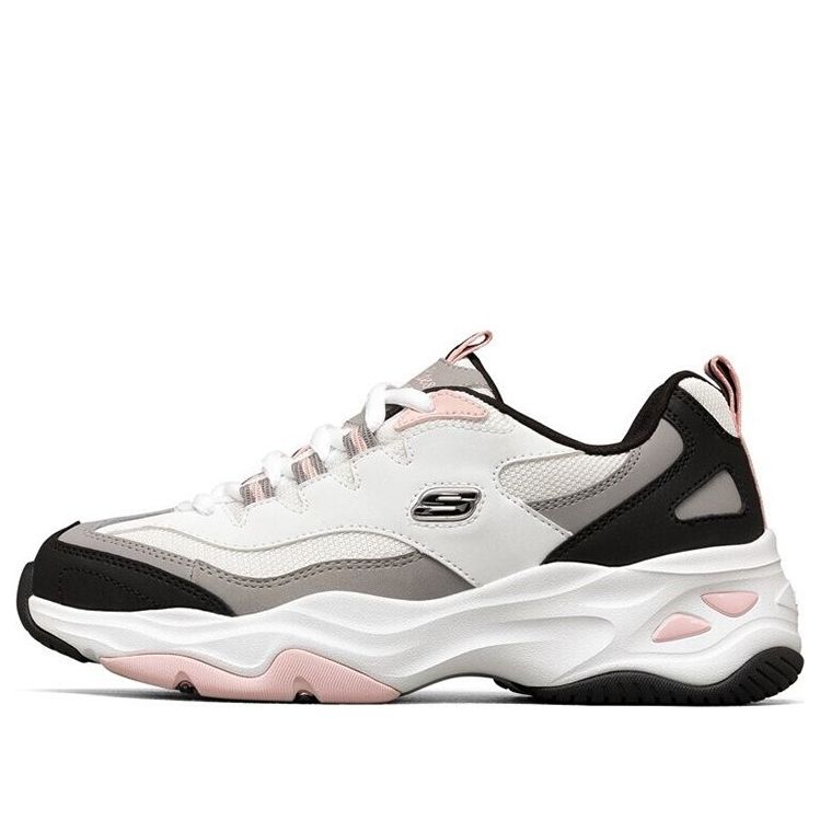 (WMNS) Skechers D'Lites Low-Dad Shoes White/Black/Pink 149492-WBPK