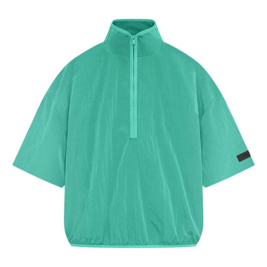 Fear of God Essentials SS24 Crinkle Nylon Half Zip Short Sleeve Shirt 'Mint Leaf' 186SP244052F
