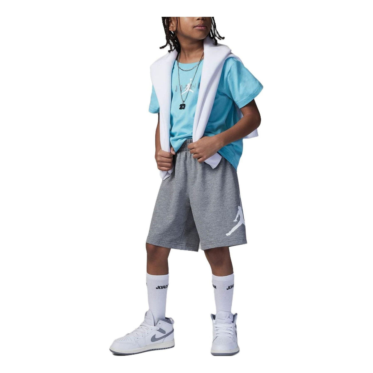 (GS) Air Jordan Sportswear T-Shirt Set 'Blue' FQ0575-091