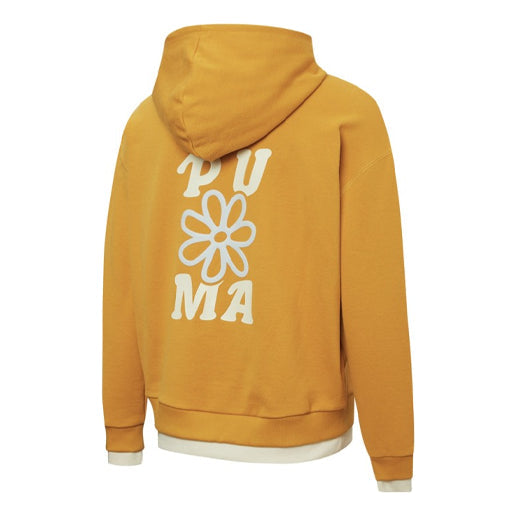 (WMNS) PUMA Layered Printing Fake Two Hoodie Orange/Yellow 536091-80