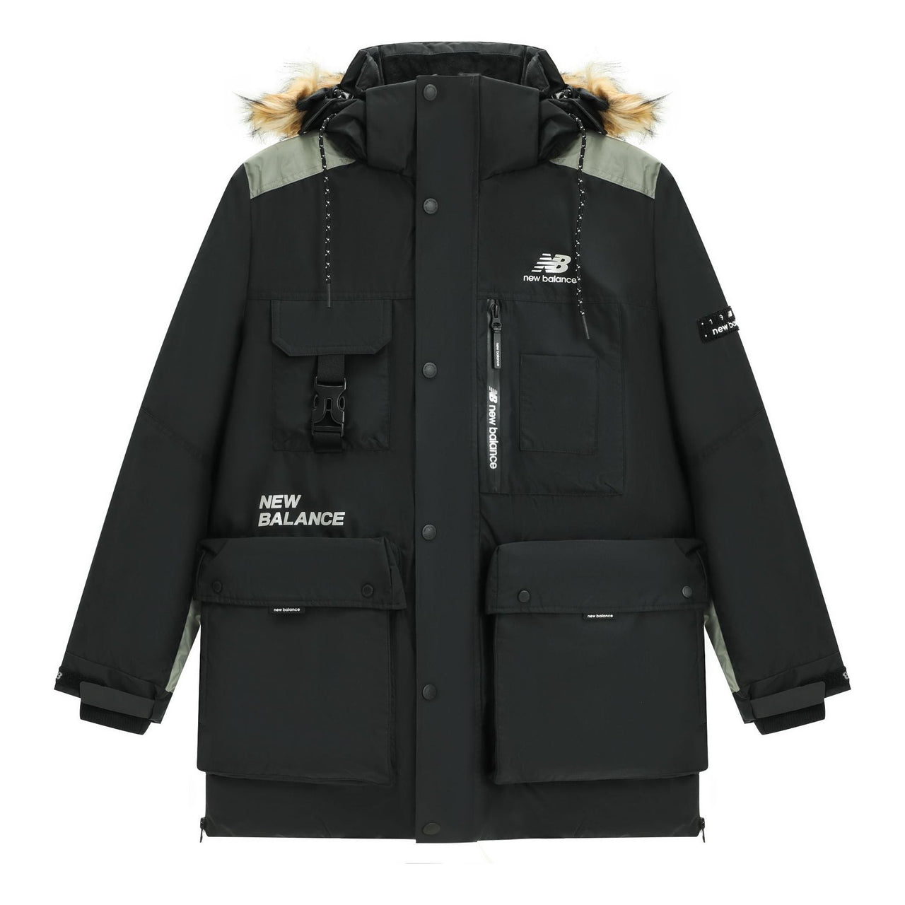 New Balance Logo Classic Down Jacket 'Black Grey' AMJ14300-BK