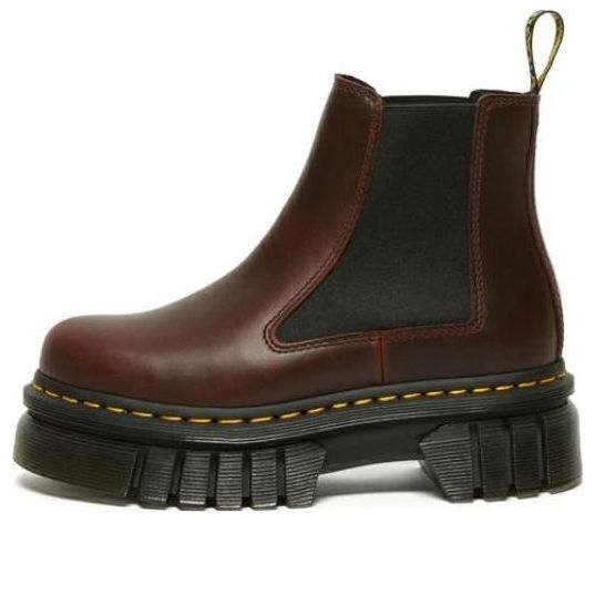 (WMNS) Dr. Martens Audrick Brando Leather Platform Chelsea Boots 'Brown' 27820211