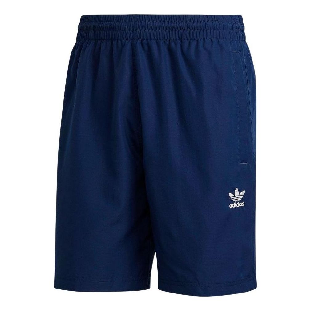 Men's adidas originals Solid Color Logo Elastic Waistband Casual Sports Shorts Blue HL9390