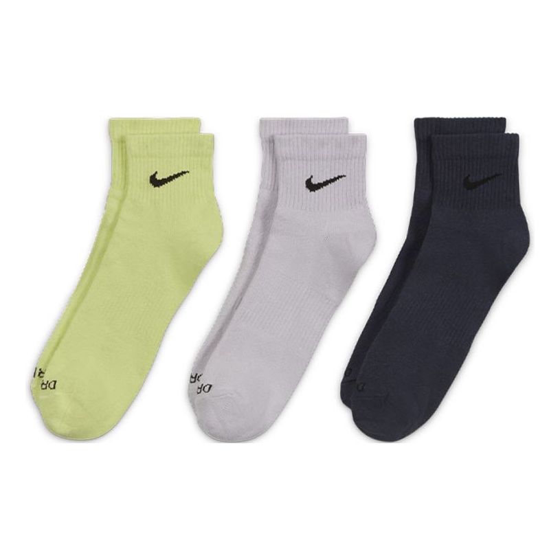 Nike Plus Lightweight Ankle Socks Unisex 3Pairs Yellow/Gray/Navy SX6893-913