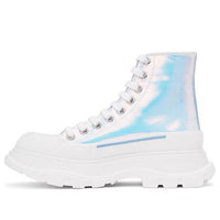 (WMNS) Alexander McQueen Silver Holographic Tread Slick Platform High Sneakers 'White Multi' 650782W4PC19583