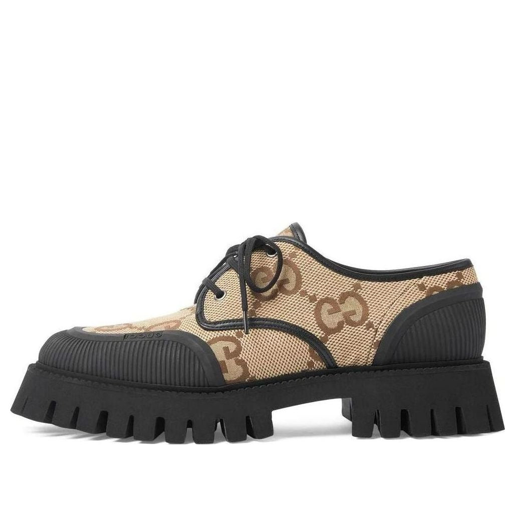 (WMNS) Gucci Maxi GG Lace-Up Shoes 'Beige Black' 751708-UKOF0-2552