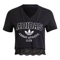 (WMNS) adidas Originals Cropped Lace Trim T-shirt 'Black' IL2417