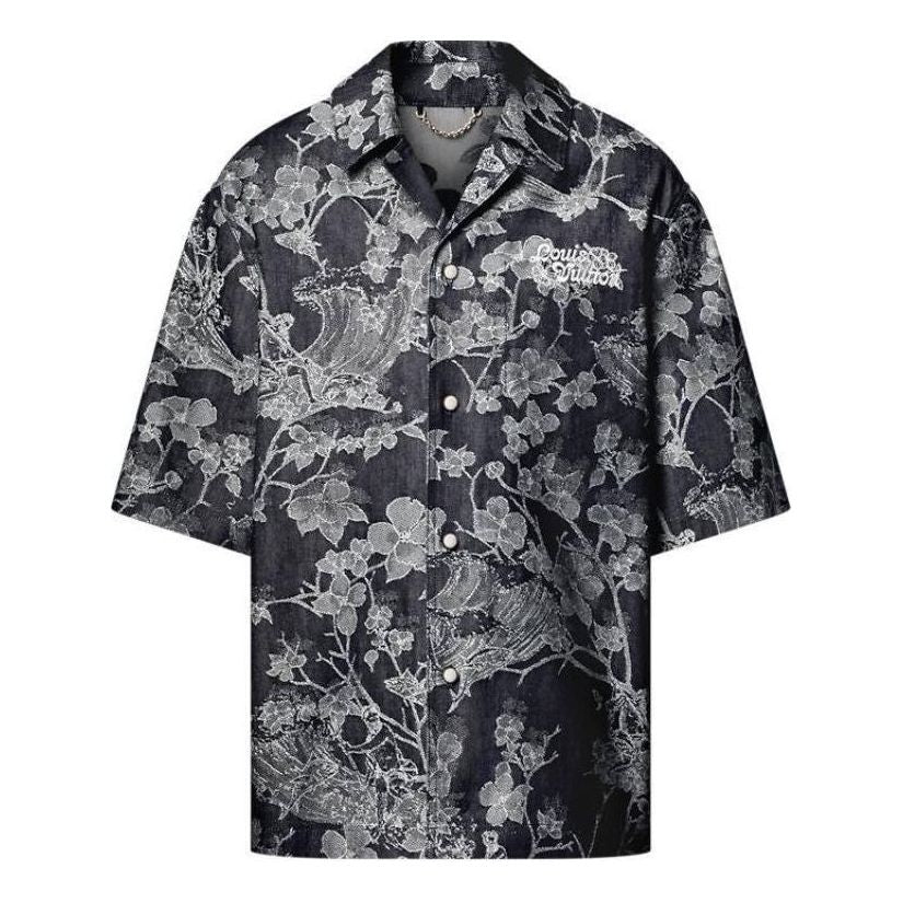 LOUIS VUITTON Short Sleeve Denim Shirt 'Dark Blue' 1AFQZB