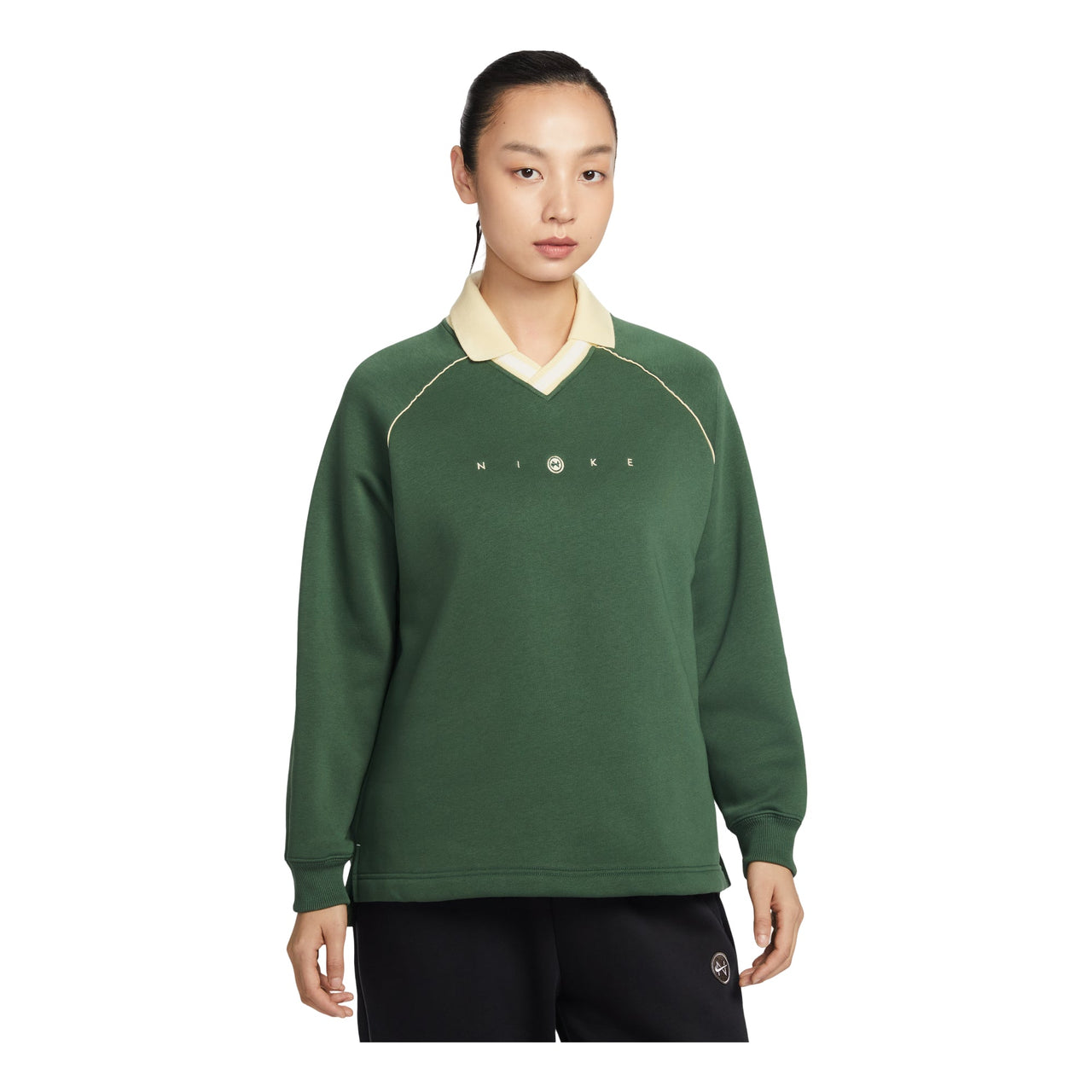 (WMNS) Nike Sportswear Phoenix Fleece Oversized Graphic Polo Top 'Fir Alabaster' IF0257-323