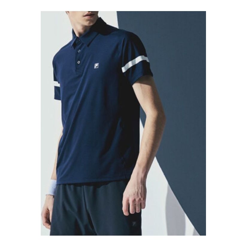FILA Contrast Color Stitching Short Sleeve Polo Shirt Blue A11M021152F-NV