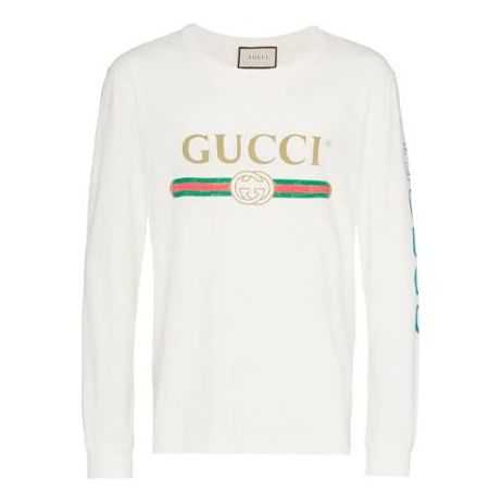 Gucci Classic Double G Logo Belt Pattern Long Sleeves White 476330-X9V44-9169