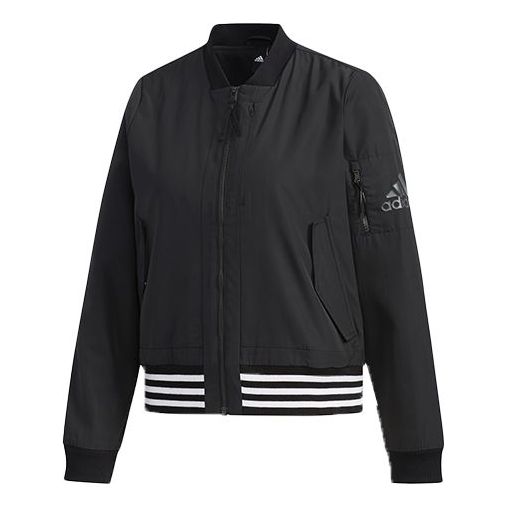 (WMNS) adidas Woven 3-Stripes Bomber Jacket 'Black' FI9284