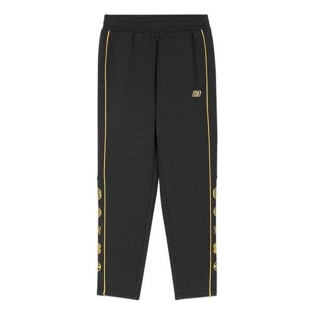 (GS) Skechers Logo Printed Waist Knitted Casual Pants 'Black Yellow' L121G011