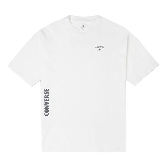 Men's Converse Skate Loose Printing Sports Round Neck Short Sleeve White 10021508-A03