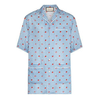 Gucci GG Apple Jacquard Check Bowling Shirt 'Blue' 636406-ZAFEM-4428